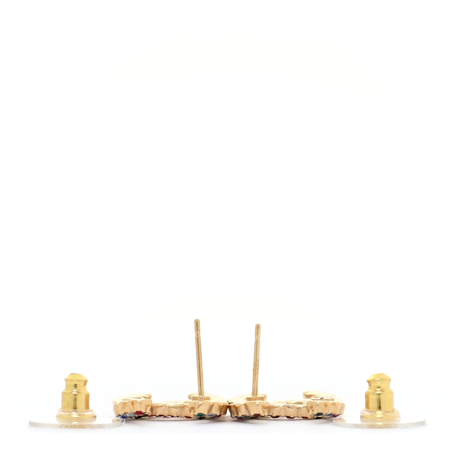 Crystal CC Stud Earrings Gold Multicolor