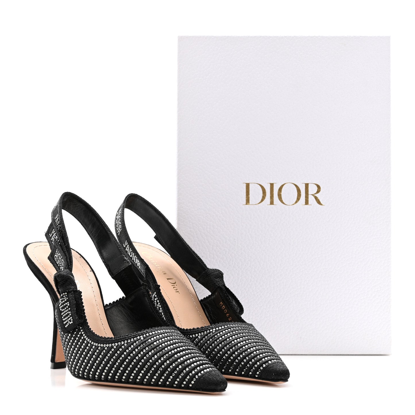 Cotton Laminated Strass J'Adior Slingback 100mm Pumps 37 Black