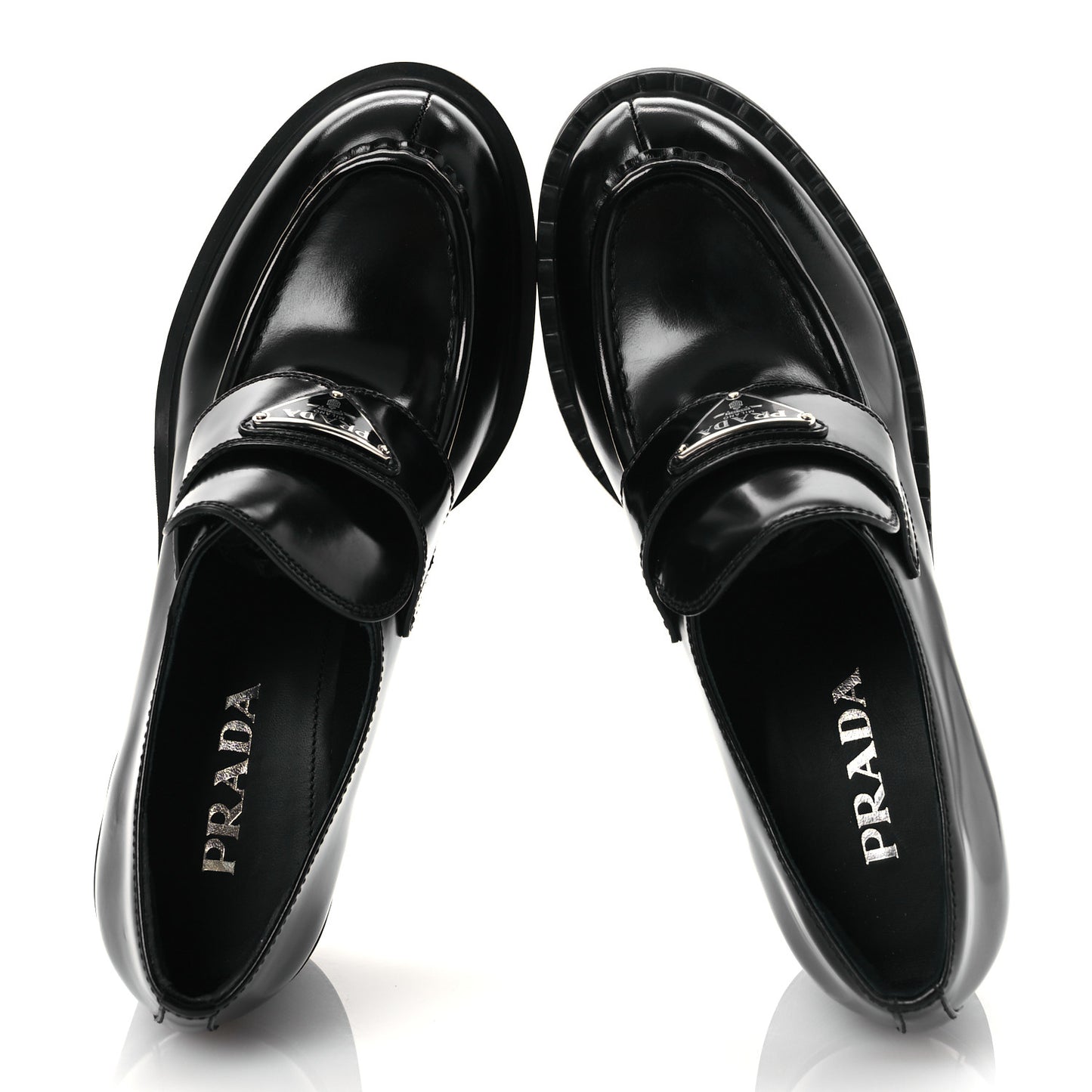 Spazzolato Metal Triangle Logo 85mm Loafers 40 Black