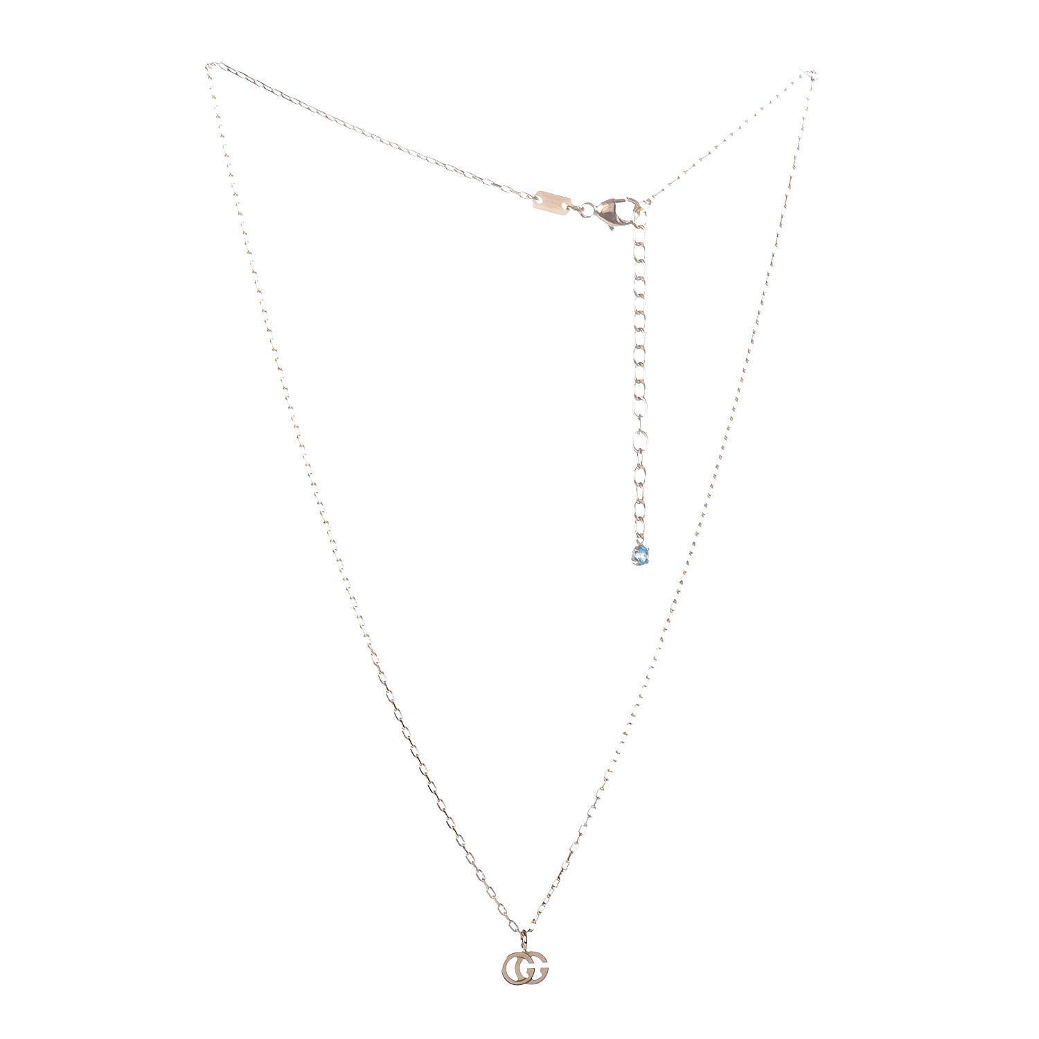 Gucci 18K Yellow Gold Blue Topaz Running G Pendant Necklace 3 of 6