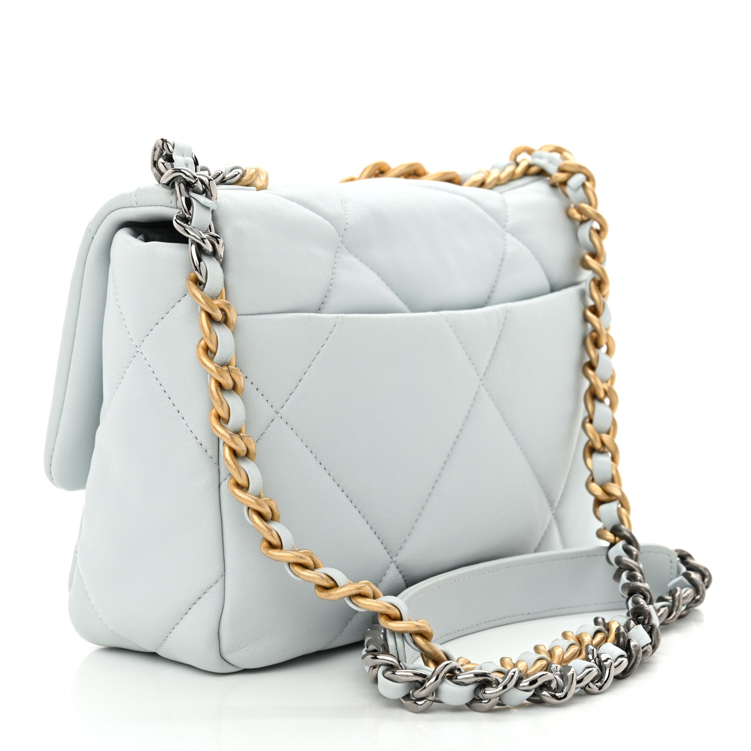 Chanel Lambskin Quilted Medium Chanel 19 Flap Light Blue 3 of 12