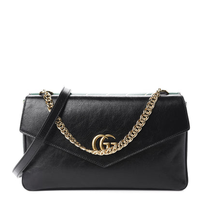 Gucci Calfskin Diagonal GG Medium Thiara Double Envelope Shoulder Bag Emerald Green Black 1 of 11