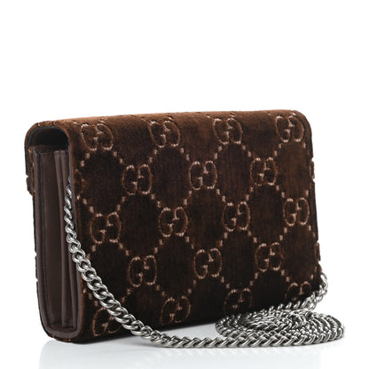 Gucci Velvet GG Monogram Mini Dionysus Chain Wallet Brown 3 of 11