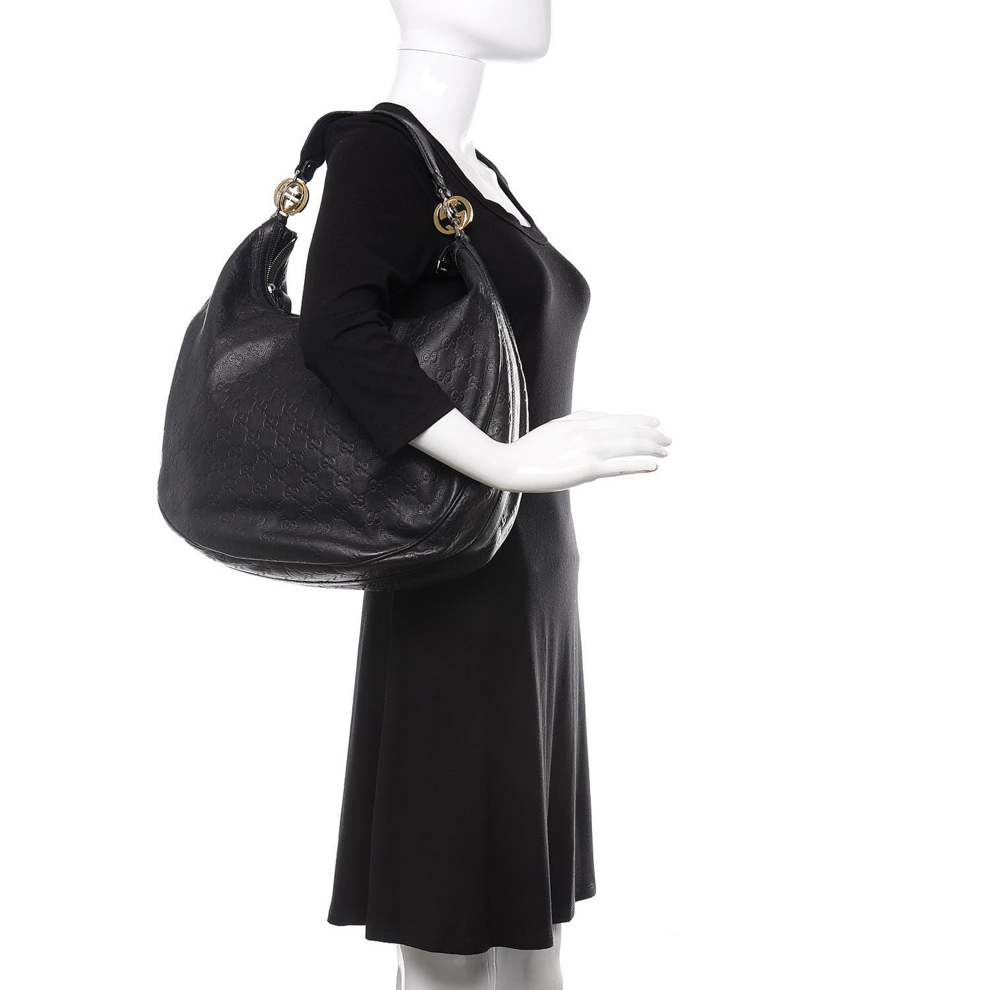 Guccissima Large GG Twins Hobo Black