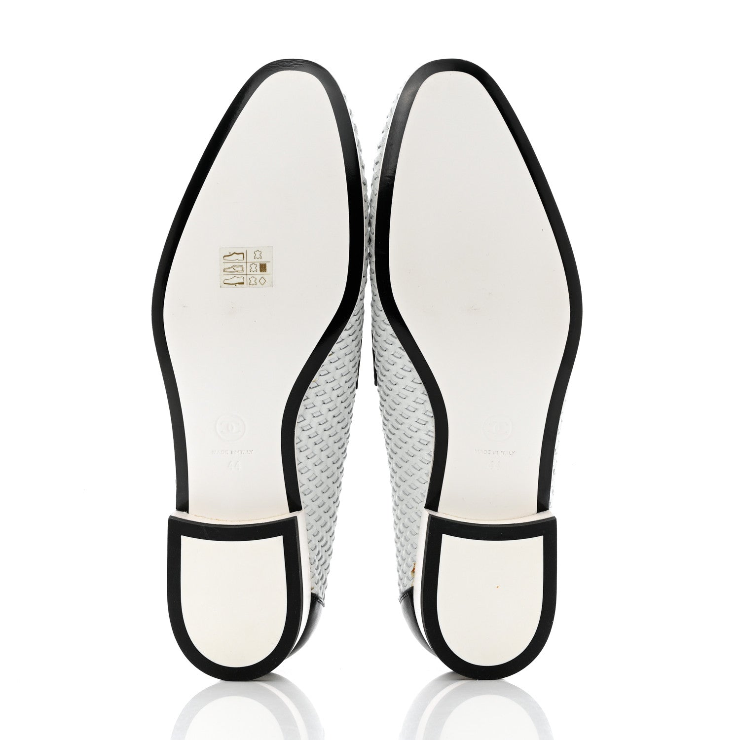 Chanel Lambskin Calfskin Braided Mens Mocassin Loafers 44 White Black 5 of 10