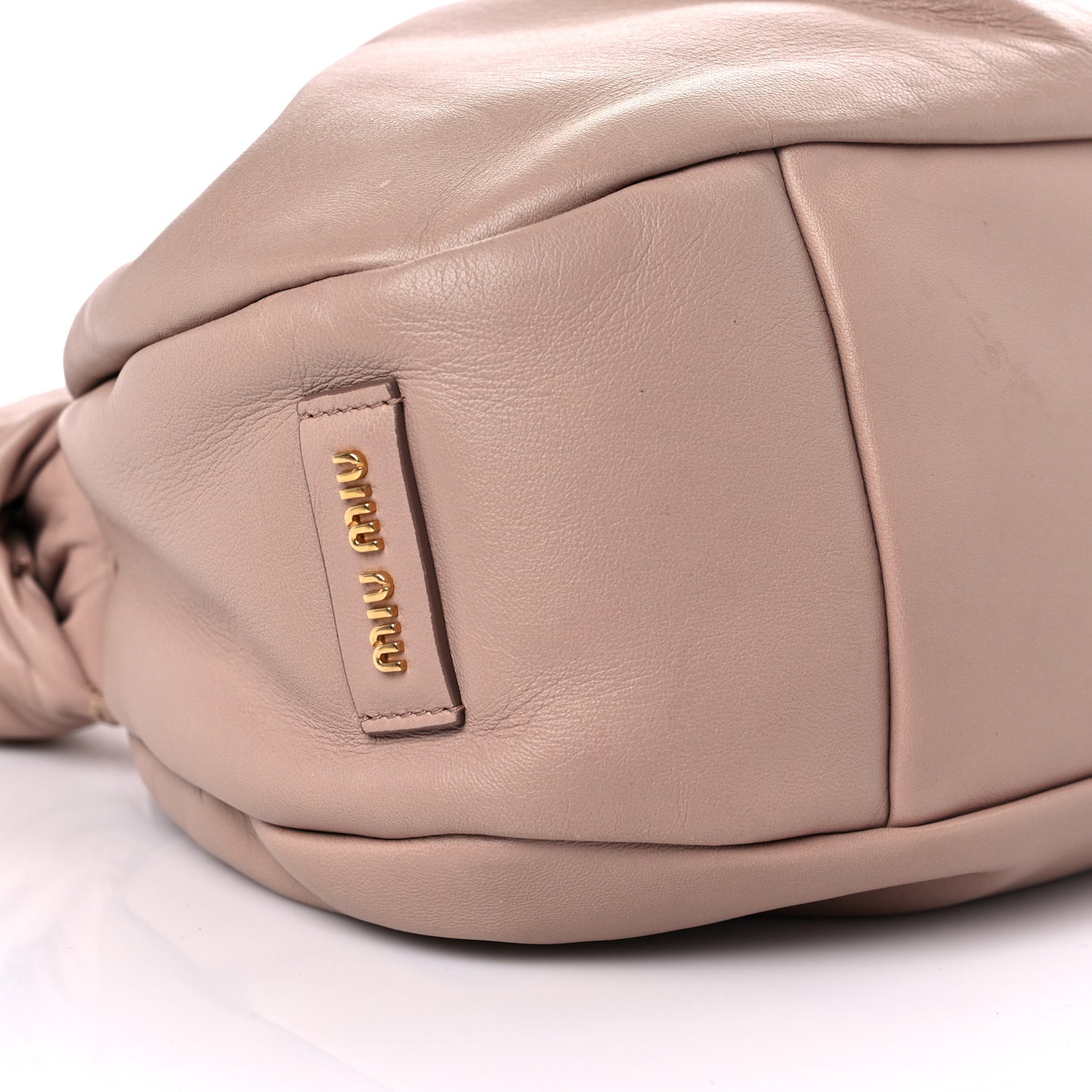 Nappa Knot Top Handle Shoulder Bag Beige