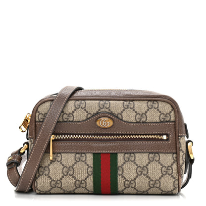 Gucci GG Supreme Monogram Web Mini Ophidia Shoulder Bag Brown 1 of 12