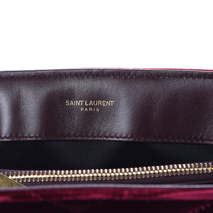 Saint Laurent Velvet Y Quilted Monogram Small Loulou Chain Satchel Burgundy 8 of 11