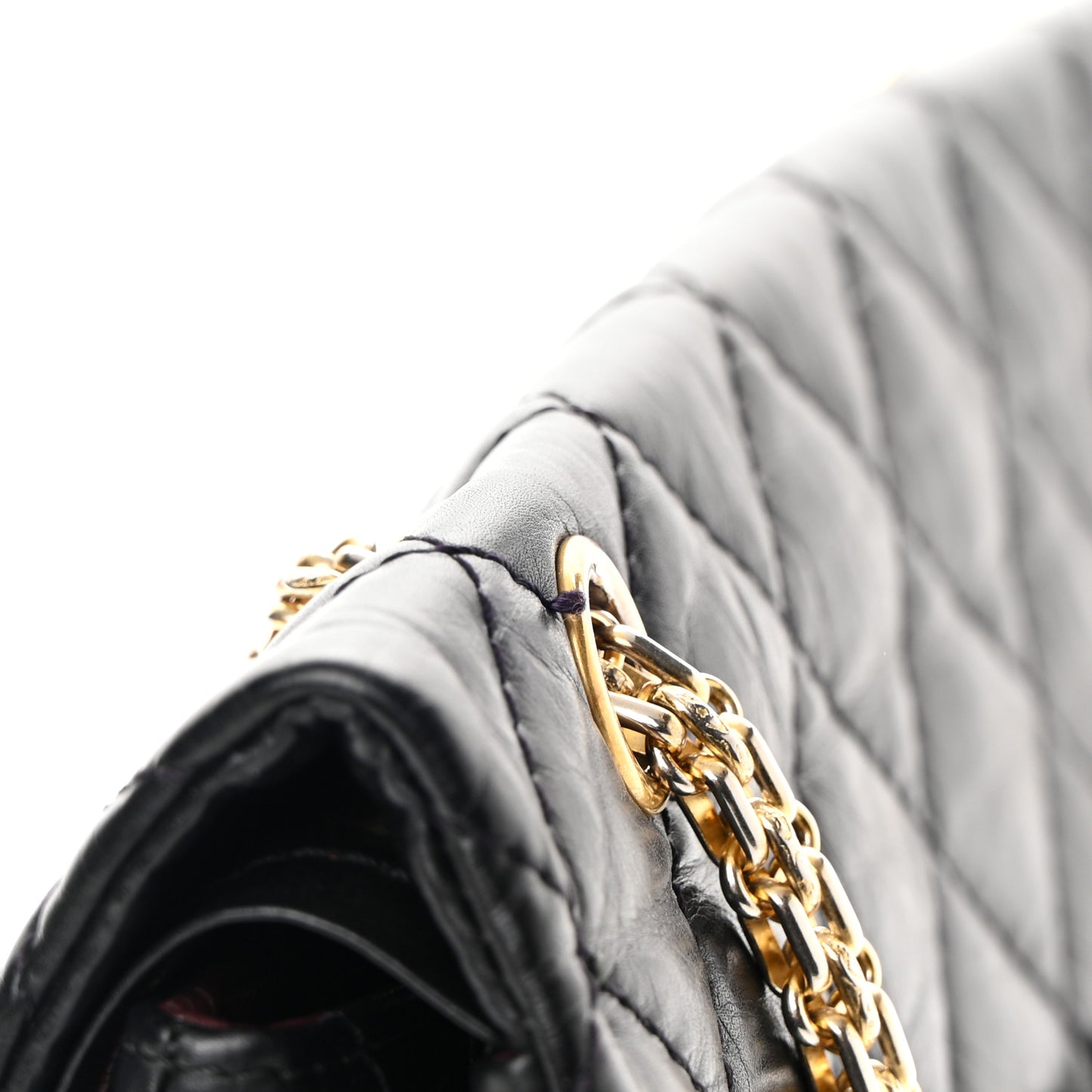 Aged Calfskin Quilted 2.55 Reissue 227 Flap Black
