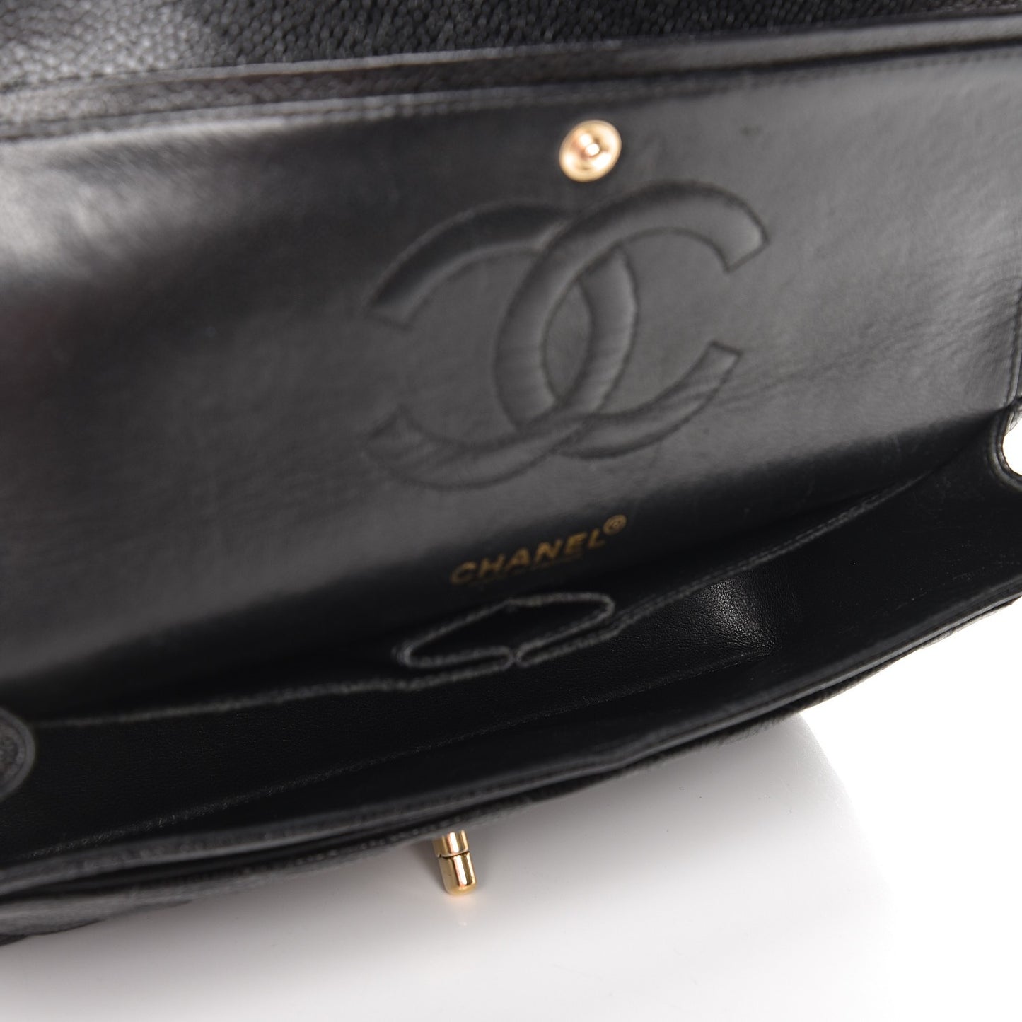 Caviar Quilted Medium Double Flap Black