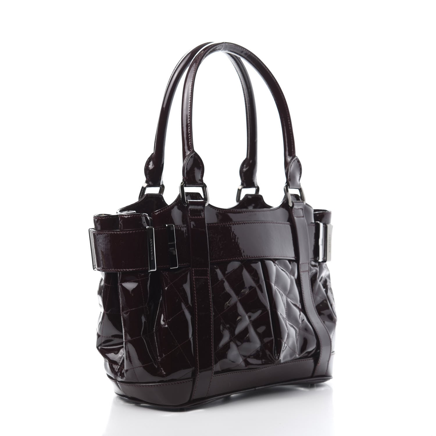 Burberry Patent Quilted Small Eastmore Landscape Tote Plum 3 of 11
