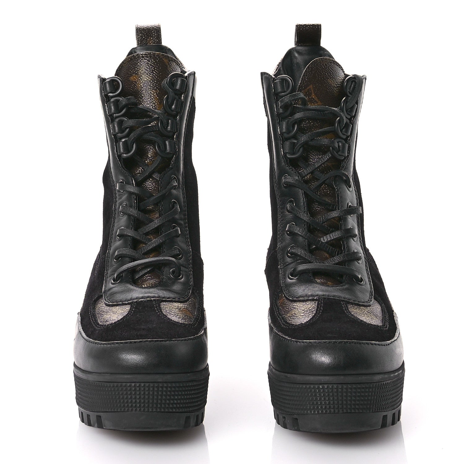 Louis Vuitton Suede Calfskin Monogram Laureate Platform Desert Boots 37 Black 3 of 11