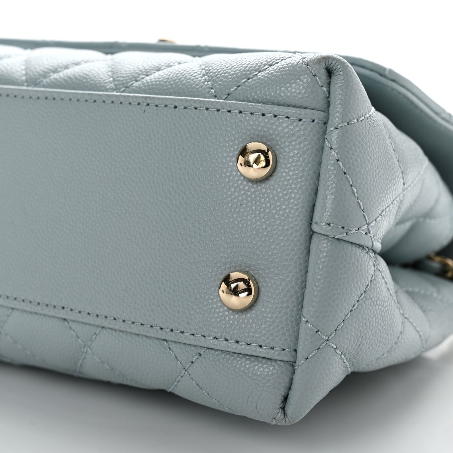 Caviar Quilted Mini Coco Handle Flap Light Blue