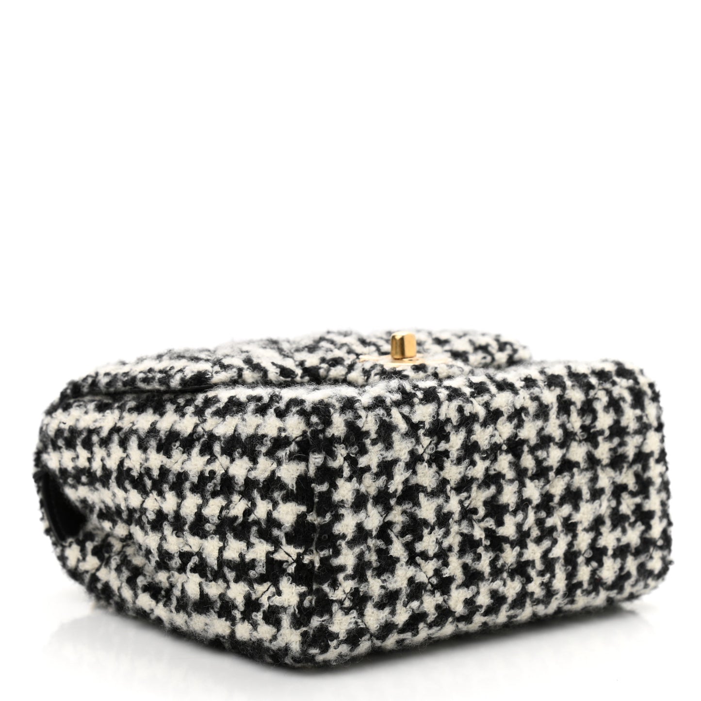 Tweed Houndstooth Mini Square Flap Black White