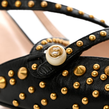 Gucci Malaga Kid Studded Pointed Toe Unia Pumps 36.5 Black 11 of 13