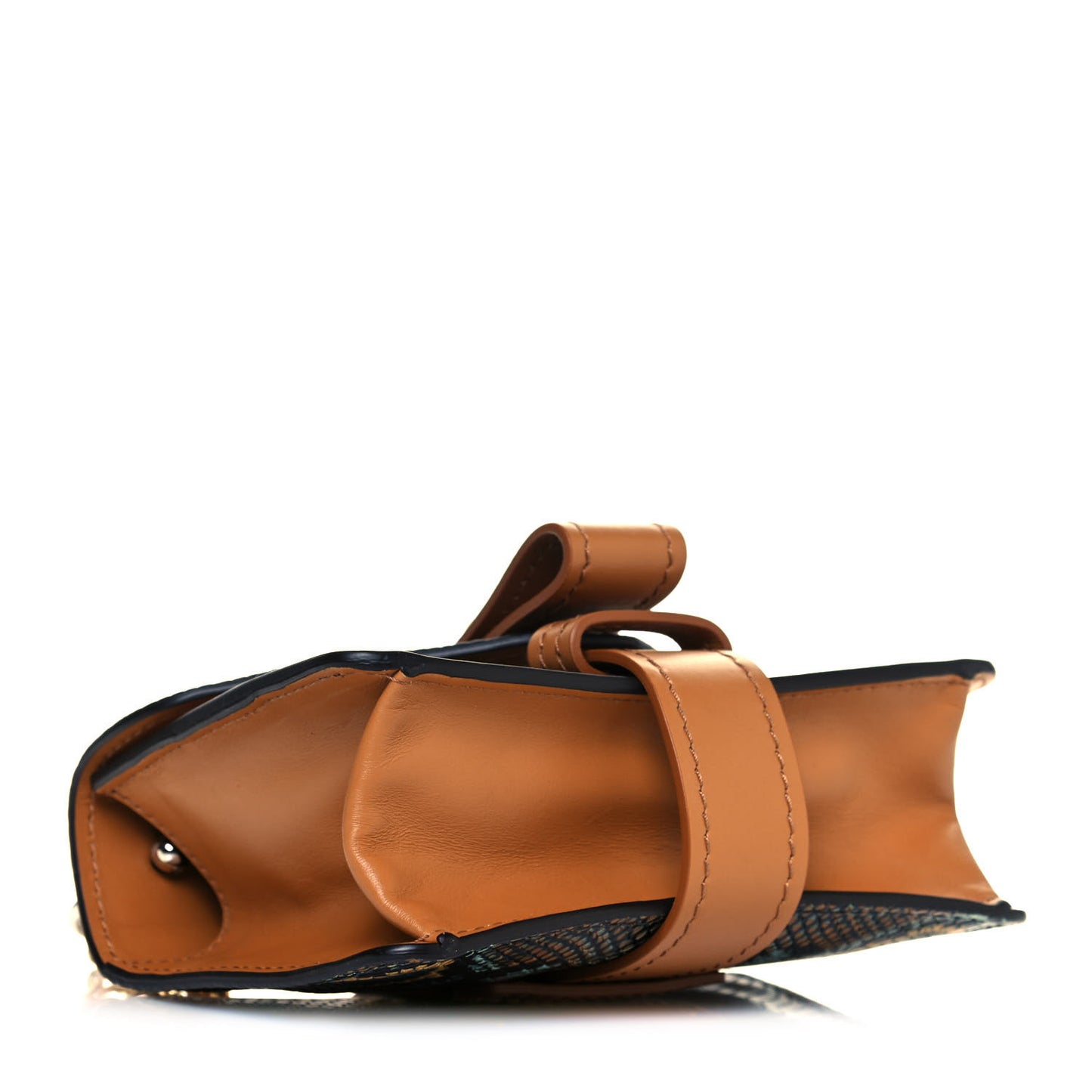 Python Embossed Shiny Calfskin Mini Aby Chain Shoulder Bag Faded Blue