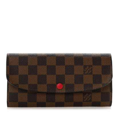 Louis Vuitton Damier Ebene Emilie Wallet Red 1 of 10
