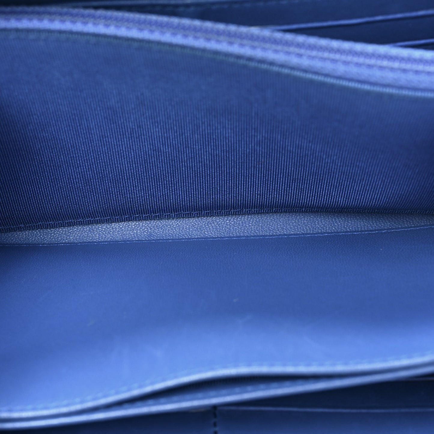 Lambskin Quilted Large Gusset Zip Around Wallet Dark Blue
