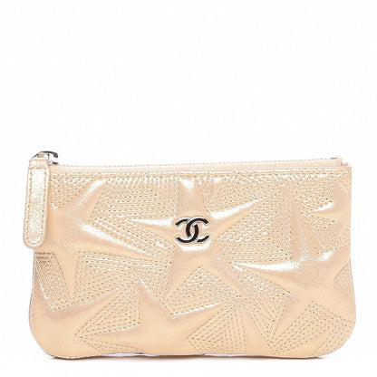 Chanel Metallic Lambskin Star Embossed Coin Purse Case Gold 1 of 7