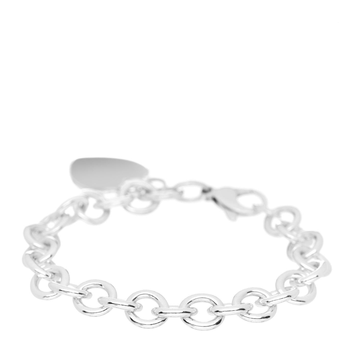Sterling Silver Heart Tag Charm Bracelet
