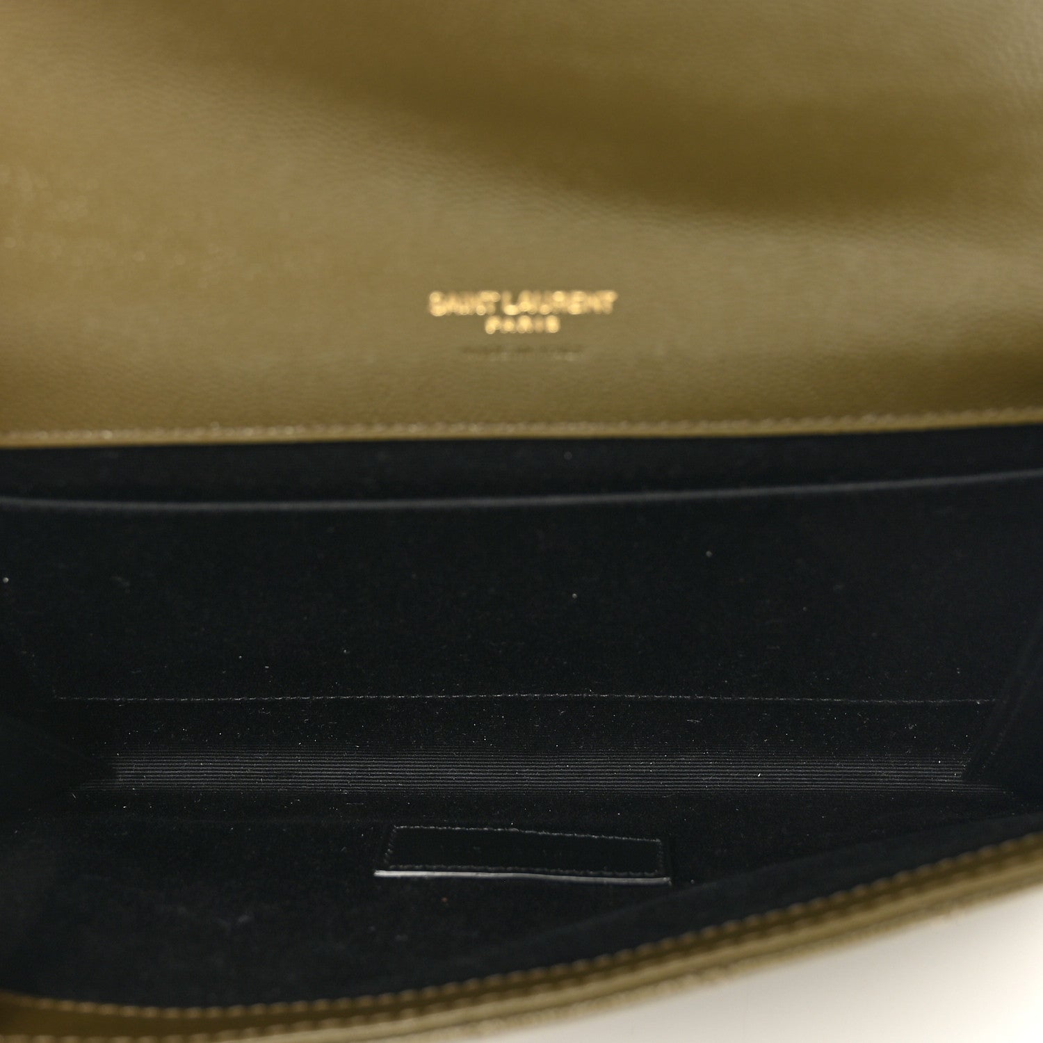 Saint Laurent Grain De Poudre Textured Mixed Matelasse Triquilt Monogram Clutch Vert Kaki 5 of 8