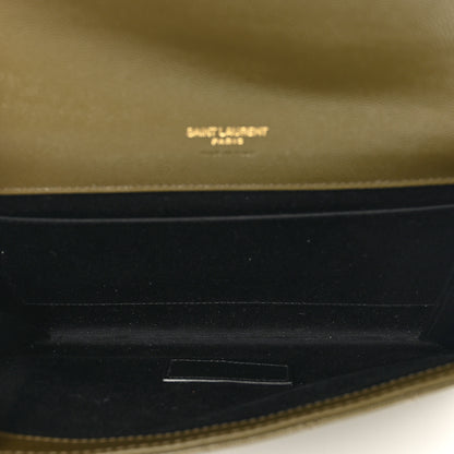 Saint Laurent Grain De Poudre Textured Mixed Matelasse Triquilt Monogram Clutch Vert Kaki 5 of 8