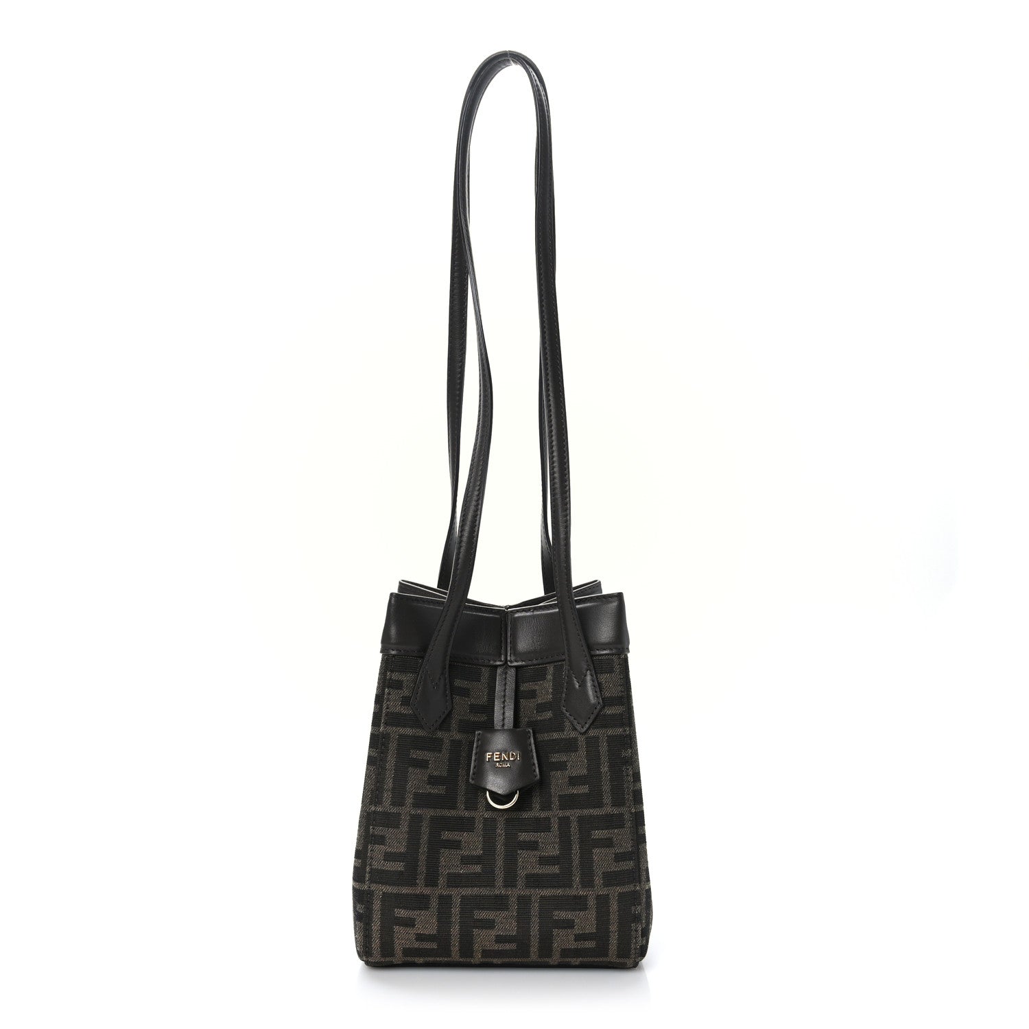 Fendi Fabric Jacquard Vitello Grace FF 1974 Mini Fendi Origami Tobacco Moro Ebano 1 of 13