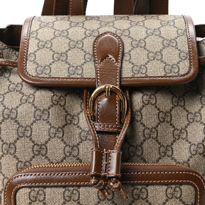 Gucci GG Supreme Monogram Azalea Calfskin Retro Interlocking G Buckle Backpack Beige Ebony Brown Sugar 8 of 11