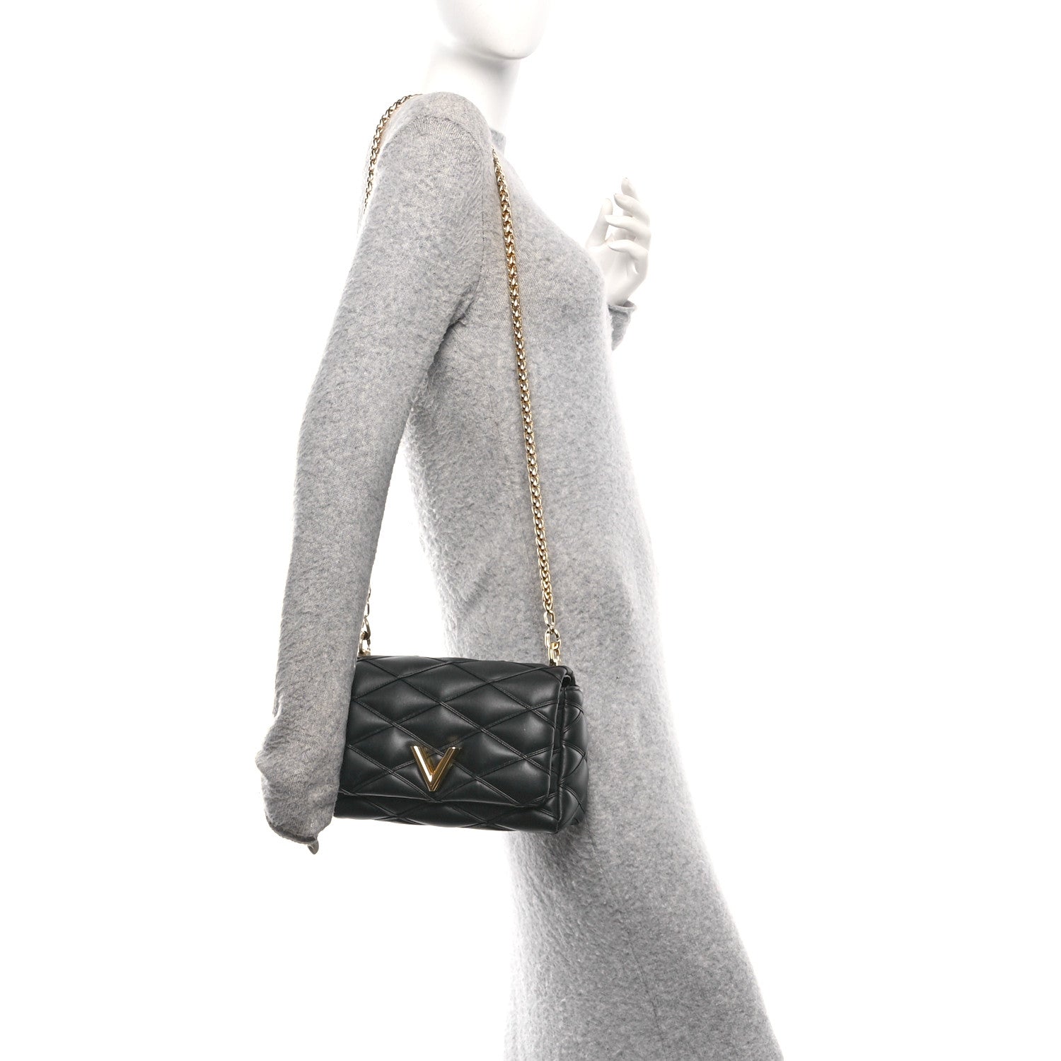 Louis Vuitton Lambskin Malletage Top Handle GO-14 MM Black 2 of 10