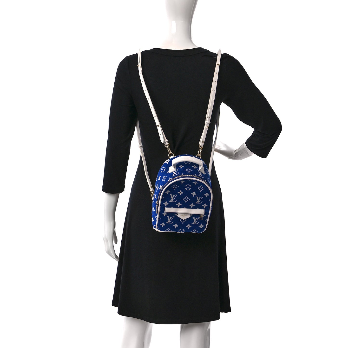 Jacquard Velvet Monogram Palm Springs Backpack Mini Blue