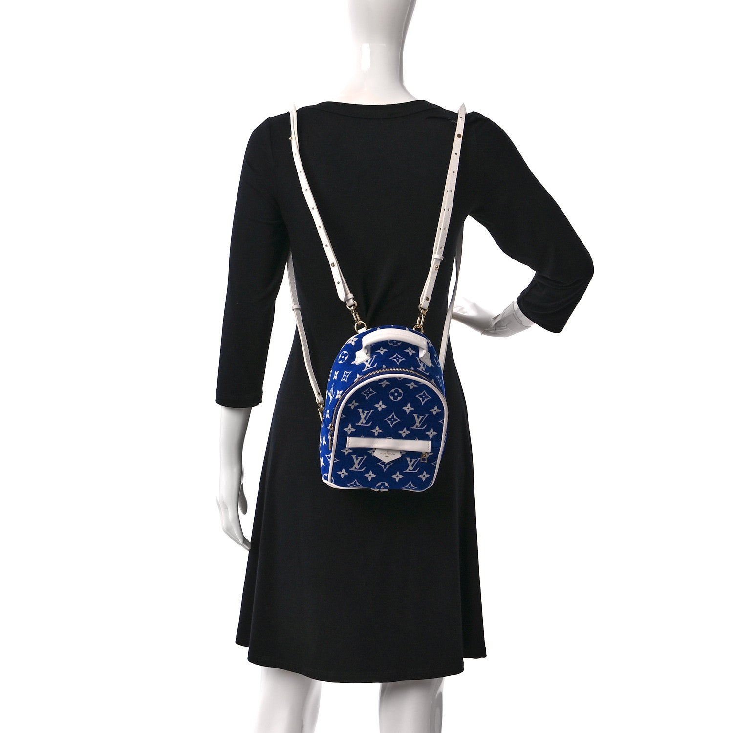 Louis Vuitton Jacquard Velvet Monogram Palm Springs Backpack Mini Blue 2 of 8