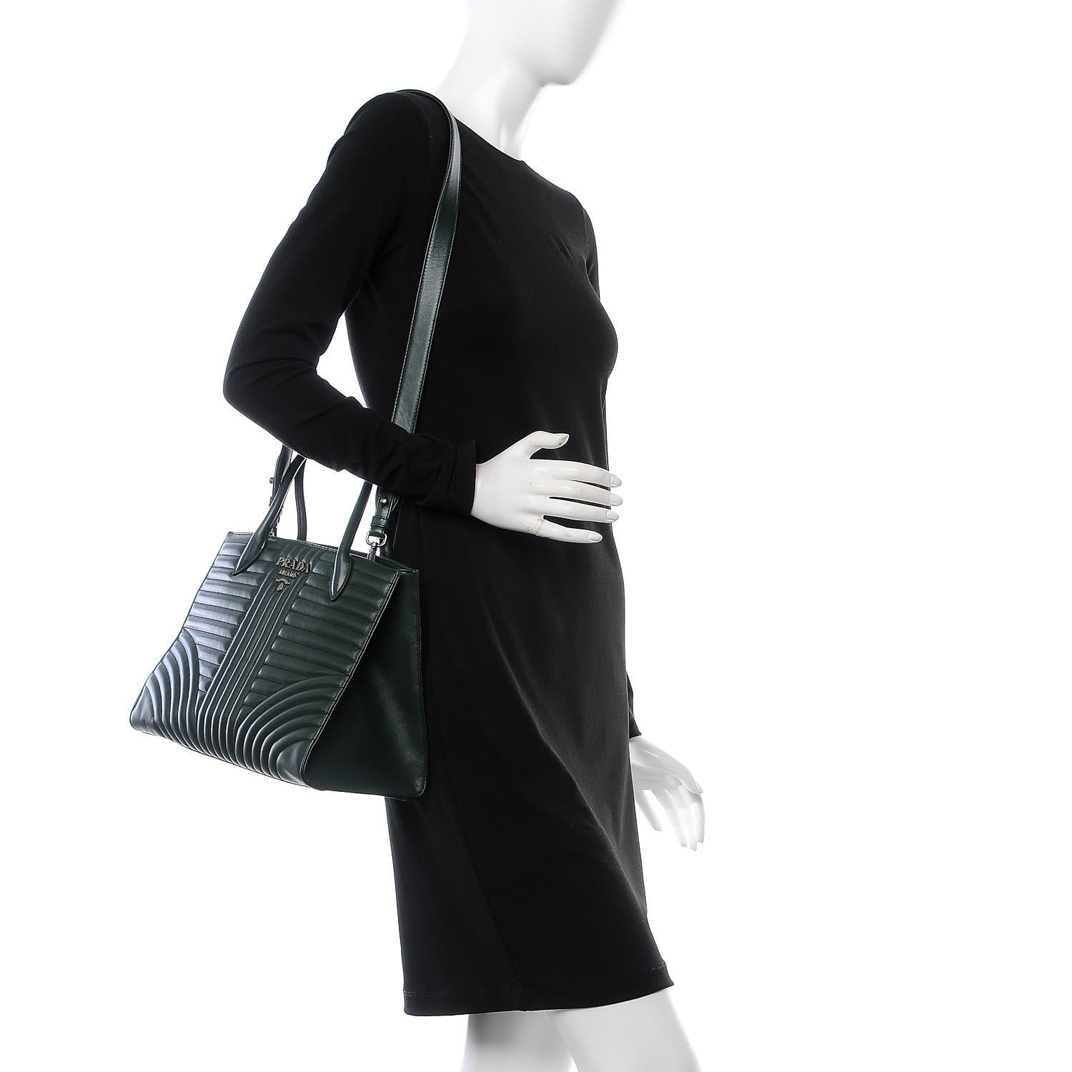 Prada Soft Calfskin Diagramme Handbag Green 2 of 7