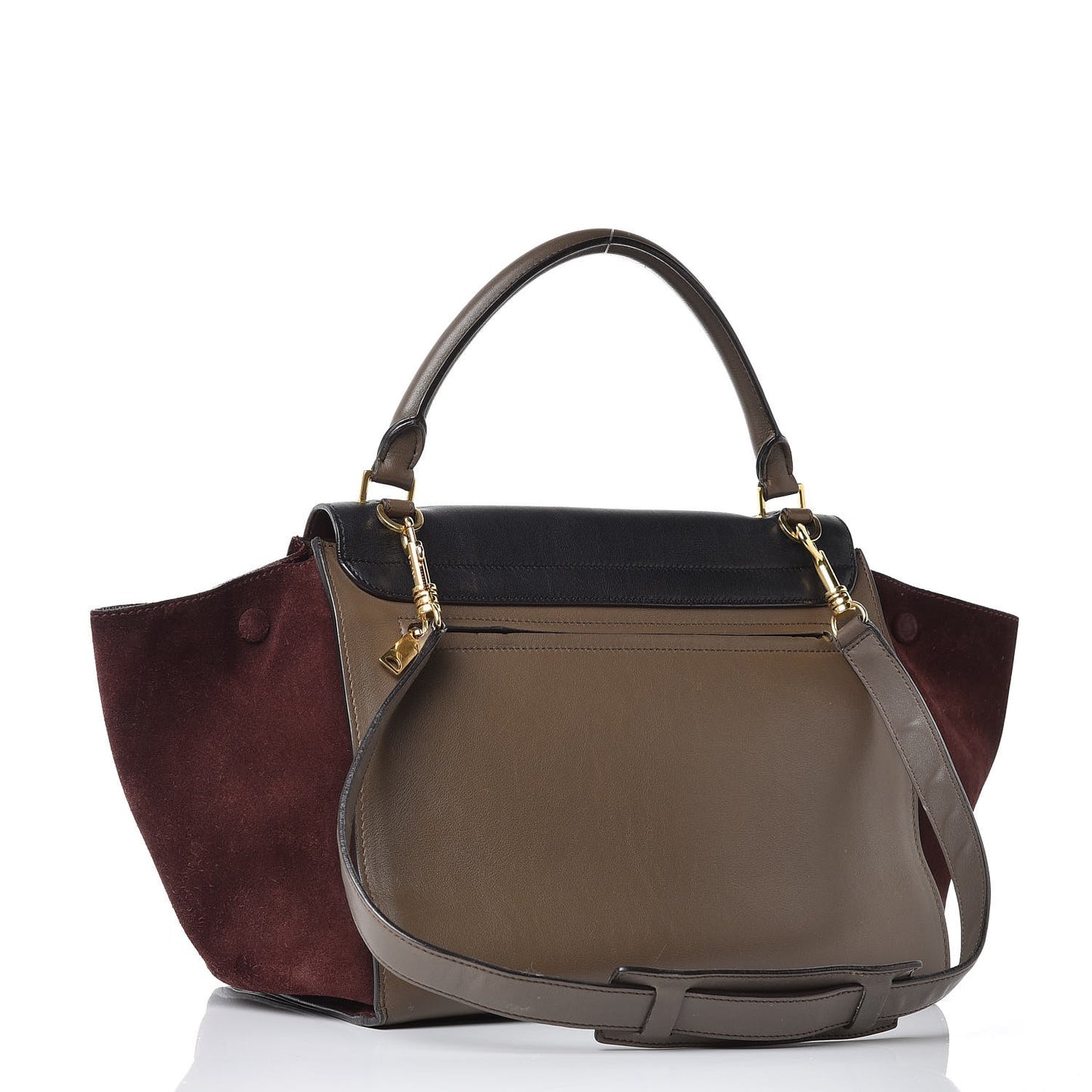 Smooth Calfskin Suede Medium Tri-Color Trapeze Burgundy