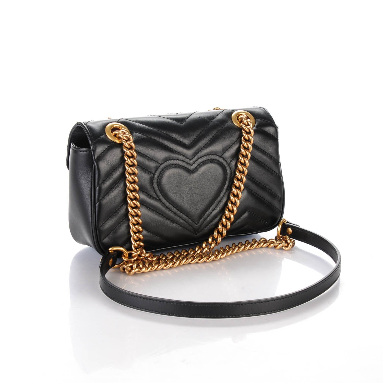 Gucci Calfskin Matelasse Mini GG Marmont Shoulder Bag Black 3 of 7