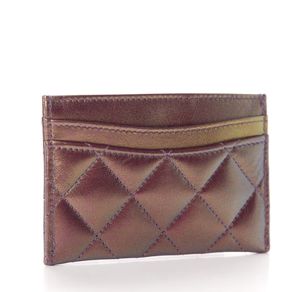 Chanel Iridescent Lambskin Quilted Card Holder Purple 3 of 9