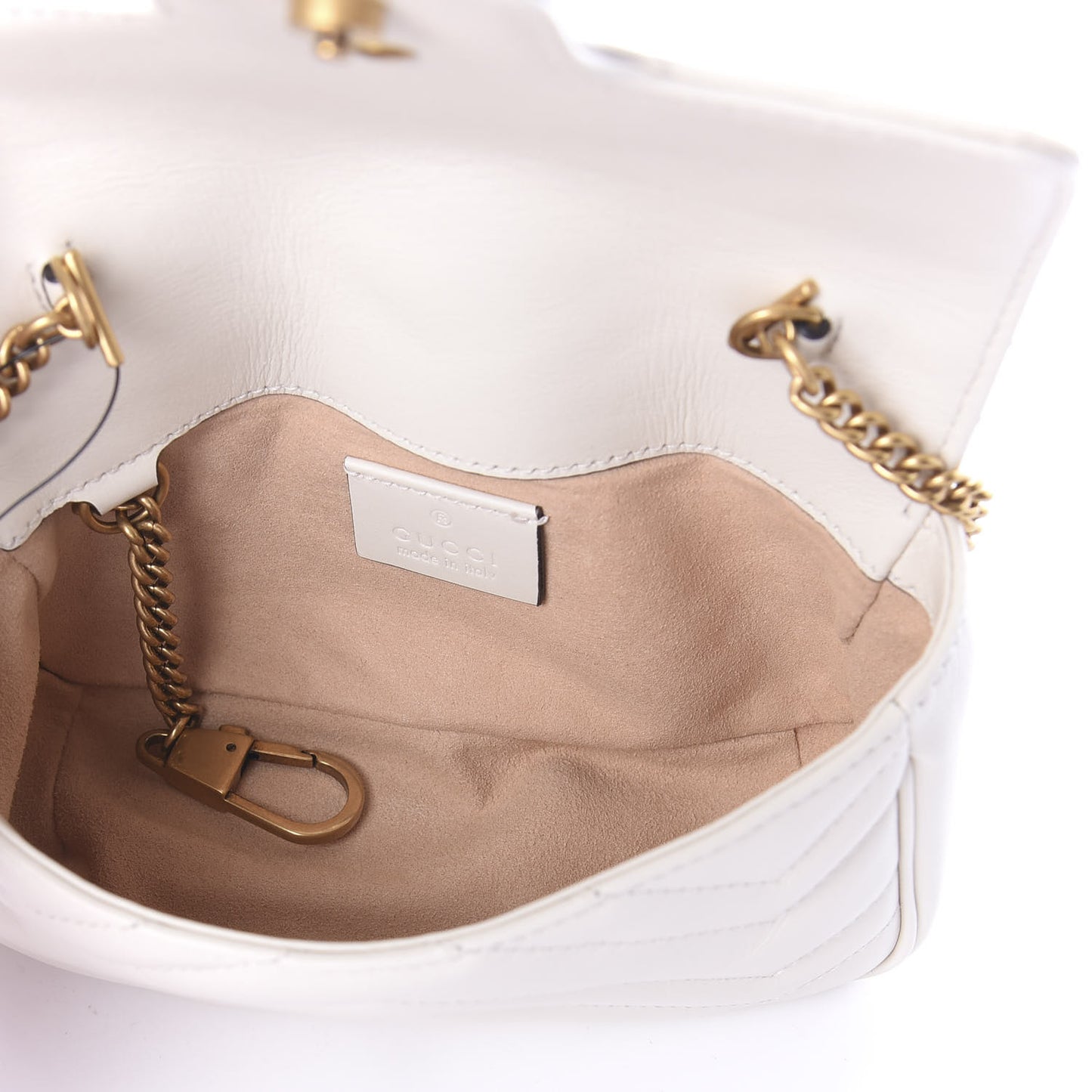 Calfskin Matelasse Super Mini GG Marmont Shoulder Bag White