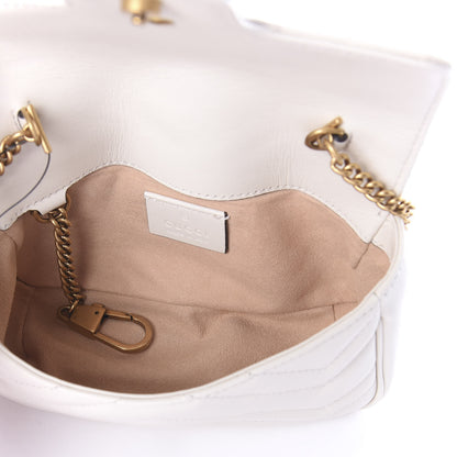 Gucci Calfskin Matelasse Super Mini GG Marmont Shoulder Bag White 4 of 7