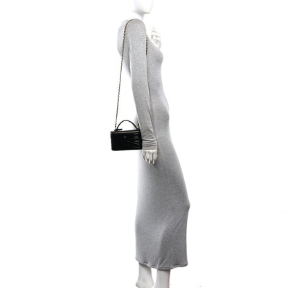 Chanel Calfskin Crocodile Embossed Crococo Small Top Handle Vanity Case With Chain Black 2 of 10
