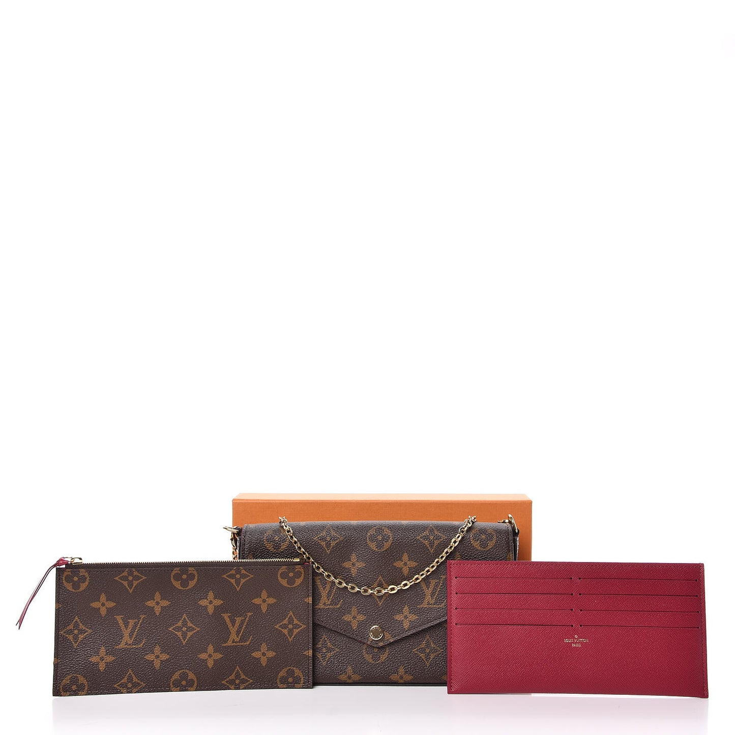 Monogram Pochette Felicie Chain Wallet Fuchsia