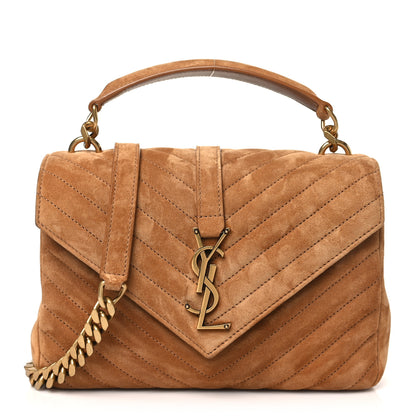 Saint Laurent Suede Matelasse Chevron Monogram Medium College Bag Cinnamon 1 of 10