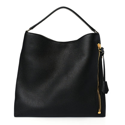 Tom Ford Pebbled Calfskin Small Alix Padlock Zip Hobo Bag Black 3 of 10