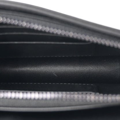 Christian Dior Calfskin Macrocannage Diamond Caro Zipped Pouch With Chain Black 5 of 11