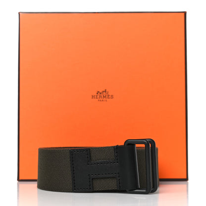 Hermes Canvas Strap Tethys 30 Belt Black Titanium L Khaki So Black 6 of 6
