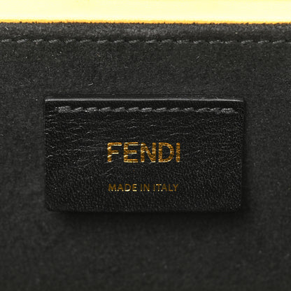 Fendi Vitello Fluffy Logo Horizontal Box Crossbody Bag Yellow Box Black 6 of 24
