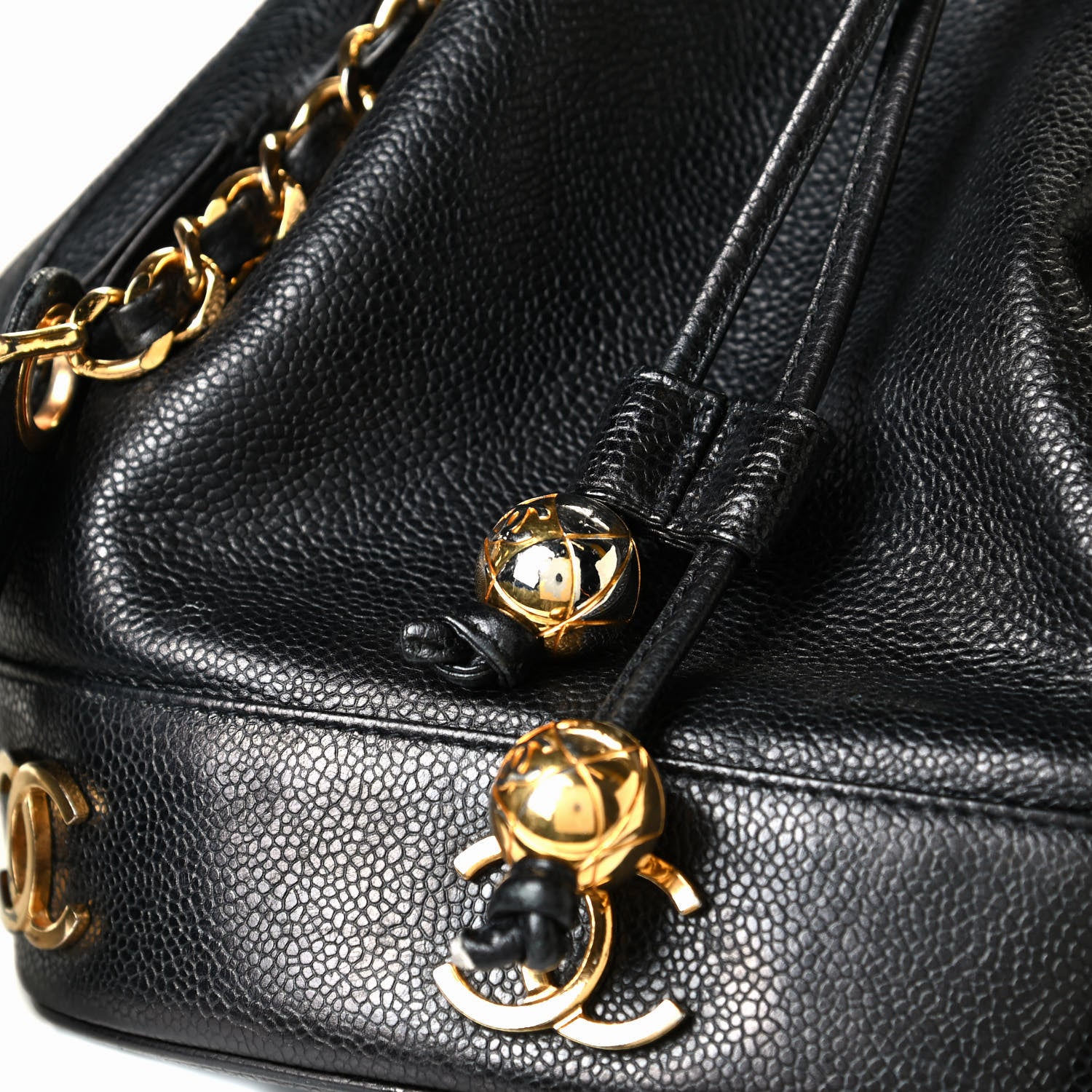 Chanel Caviar CC Drawstring Shoulder Bag Black 7 of 8