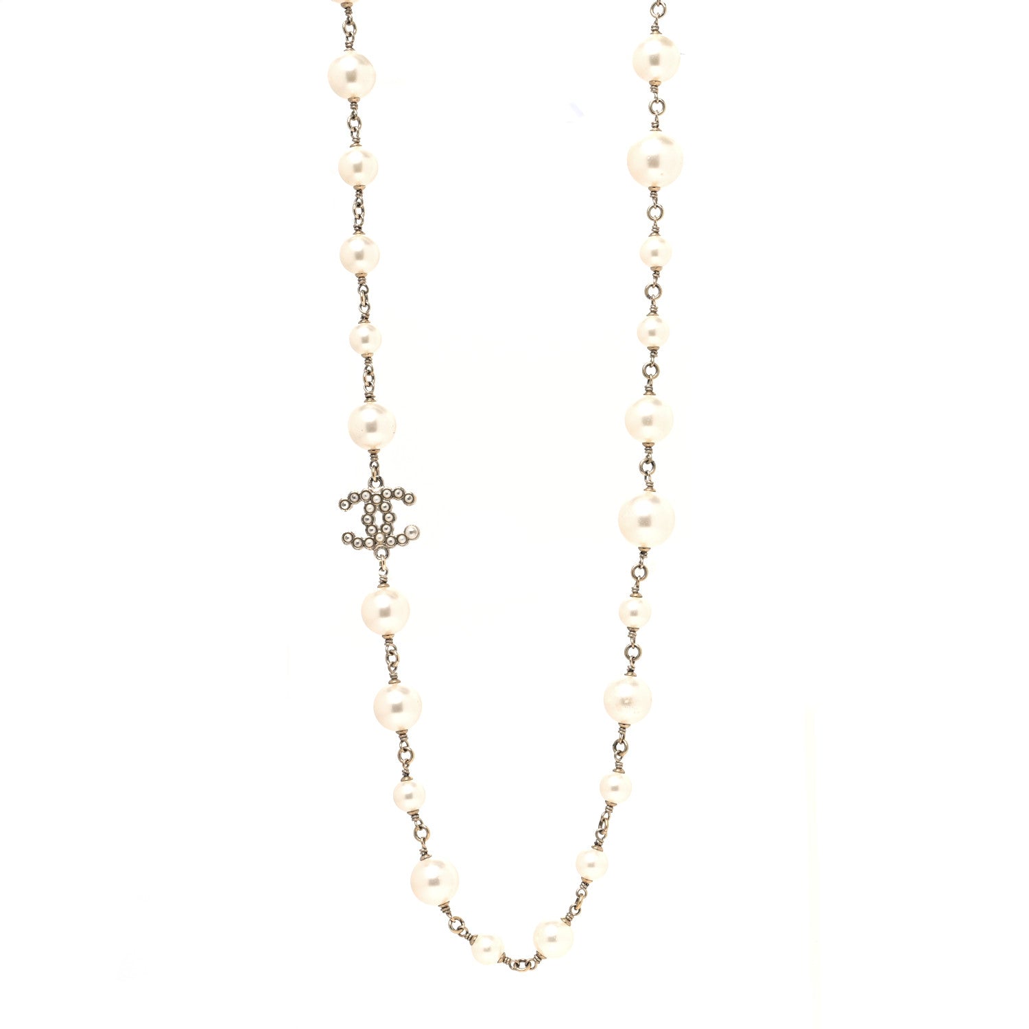 Chanel Pearl CC Long Necklace Gold 1 of 5