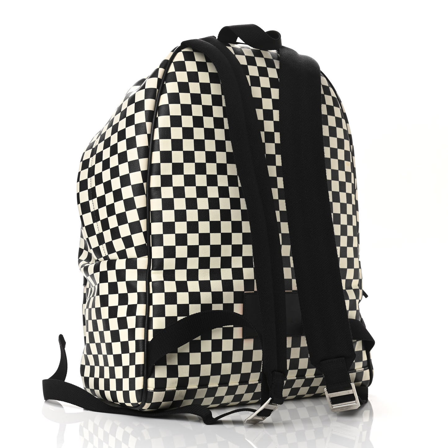 Calfskin Checked Print Hunting Backpack Black White