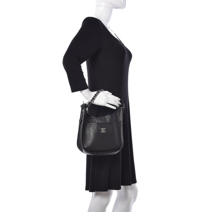 Chanel Calfskin Quilted Jungle Stroll Hobo Bag Black 3 of 16
