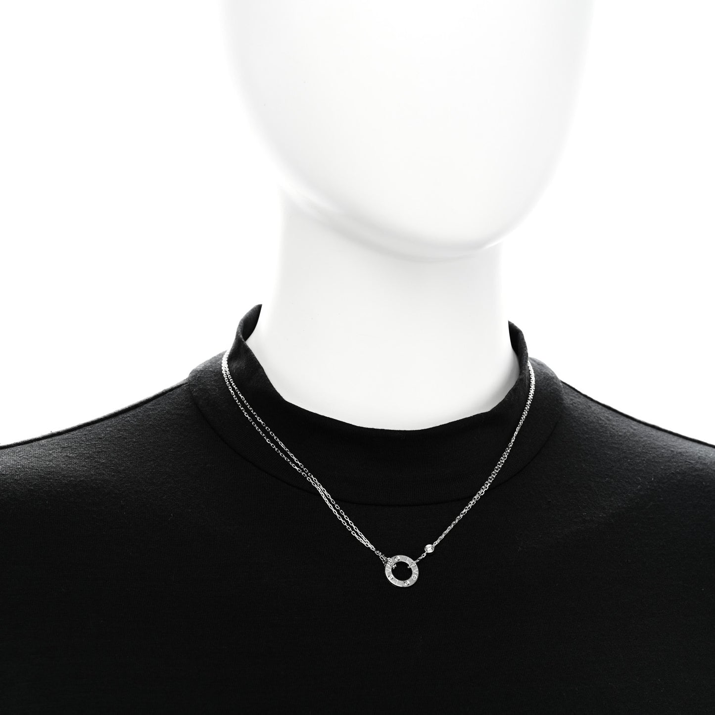 18K White Gold 2 Diamond LOVE Necklace