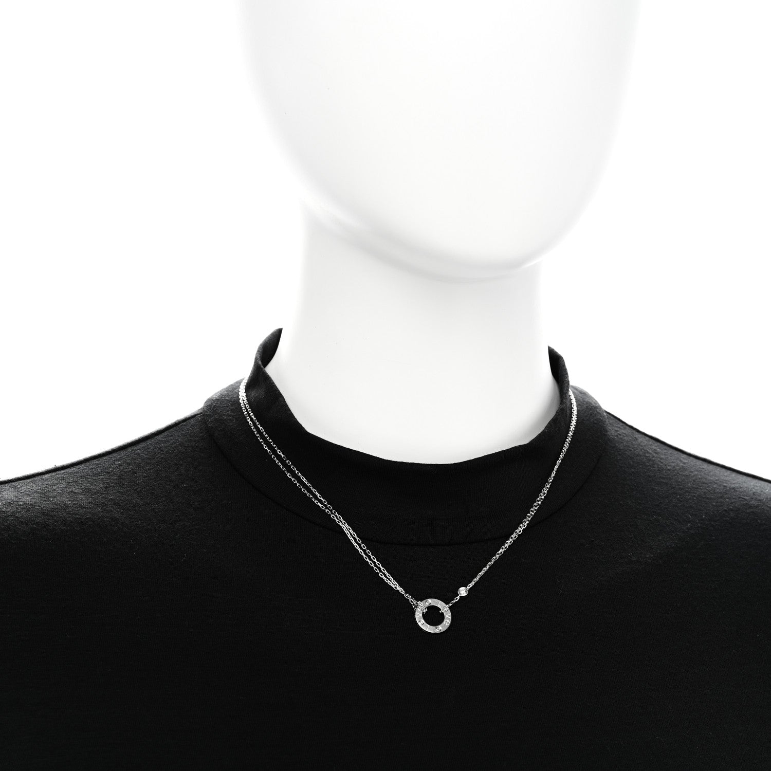 Cartier 18K White Gold 2 Diamond LOVE Necklace 2 of 5